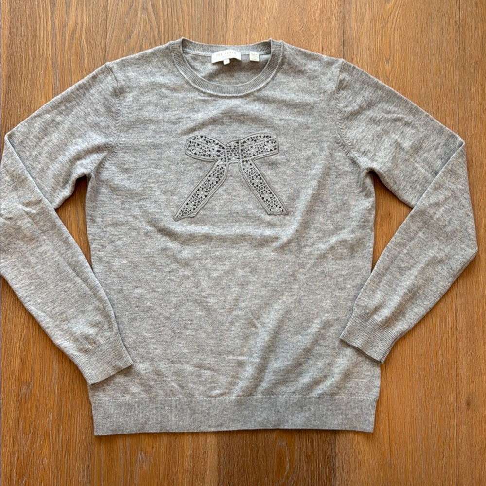 Ted Baker London Light Gray Bow Detail Sweater